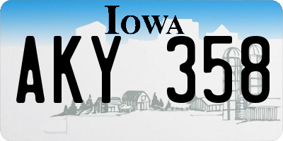 IA license plate AKY358