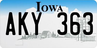 IA license plate AKY363
