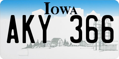 IA license plate AKY366
