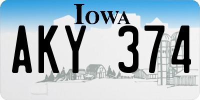 IA license plate AKY374