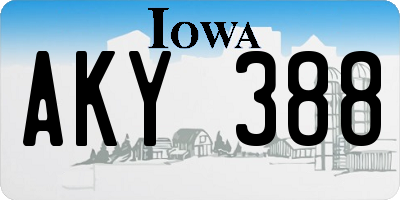 IA license plate AKY388