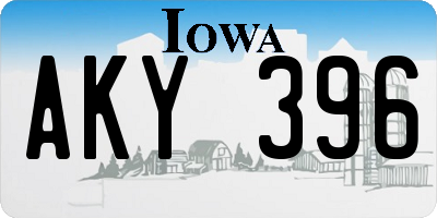 IA license plate AKY396