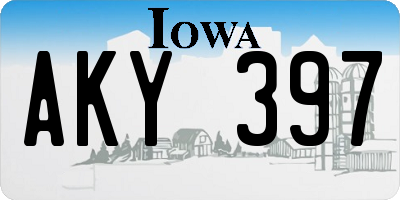 IA license plate AKY397