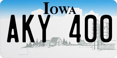 IA license plate AKY400