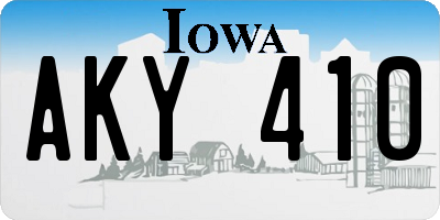 IA license plate AKY410