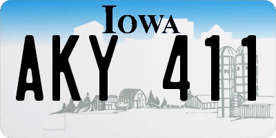 IA license plate AKY411