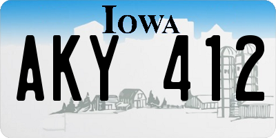 IA license plate AKY412