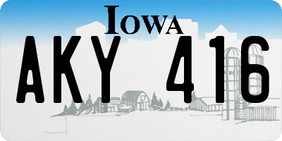 IA license plate AKY416