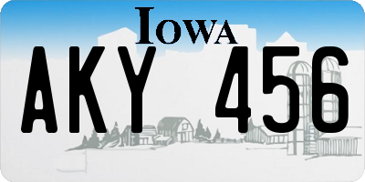 IA license plate AKY456