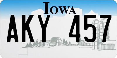 IA license plate AKY457