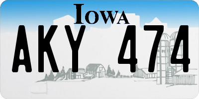 IA license plate AKY474