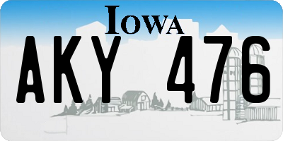 IA license plate AKY476