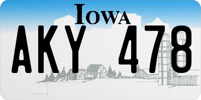 IA license plate AKY478