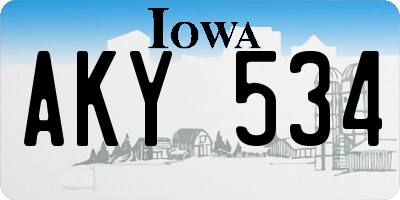 IA license plate AKY534