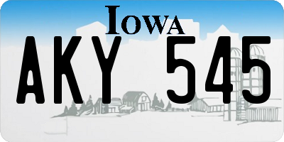 IA license plate AKY545