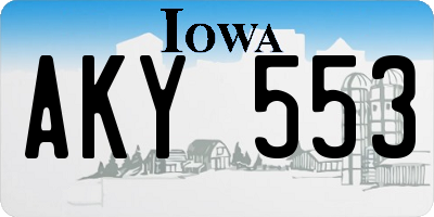 IA license plate AKY553