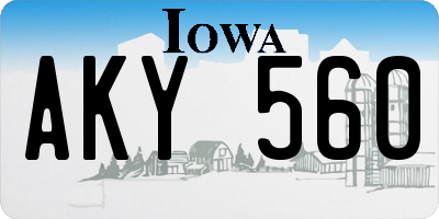 IA license plate AKY560