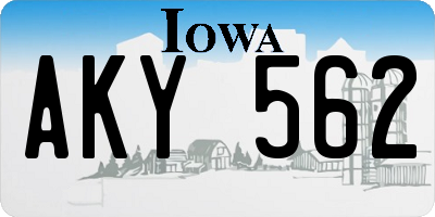 IA license plate AKY562