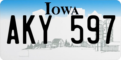 IA license plate AKY597