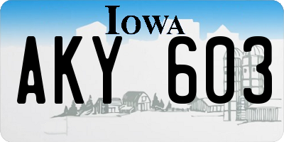 IA license plate AKY603