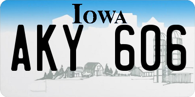 IA license plate AKY606