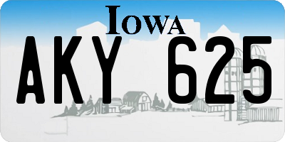 IA license plate AKY625