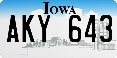 IA license plate AKY643