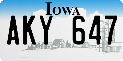 IA license plate AKY647