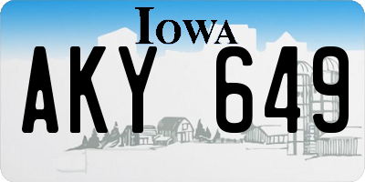 IA license plate AKY649