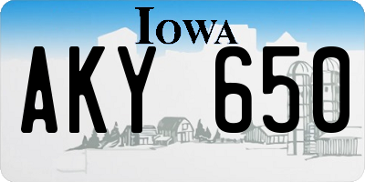 IA license plate AKY650
