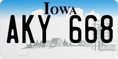 IA license plate AKY668