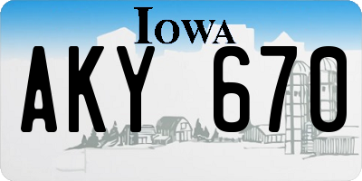 IA license plate AKY670