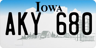 IA license plate AKY680