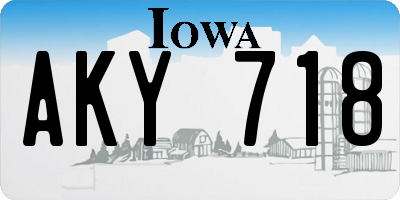 IA license plate AKY718