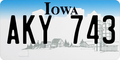 IA license plate AKY743