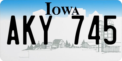 IA license plate AKY745