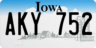 IA license plate AKY752