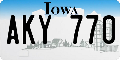 IA license plate AKY770