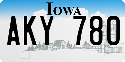 IA license plate AKY780