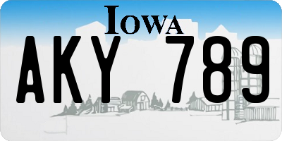 IA license plate AKY789