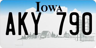 IA license plate AKY790