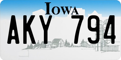 IA license plate AKY794