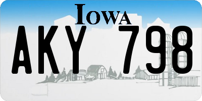 IA license plate AKY798