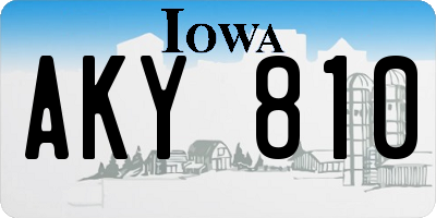 IA license plate AKY810