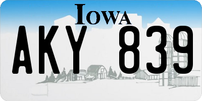 IA license plate AKY839