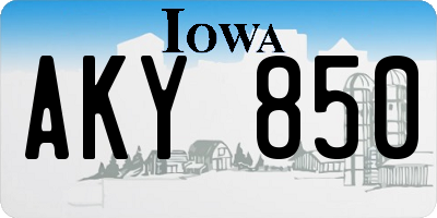 IA license plate AKY850