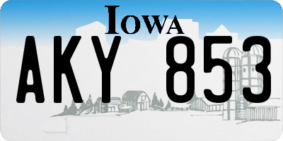 IA license plate AKY853