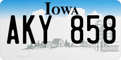 IA license plate AKY858