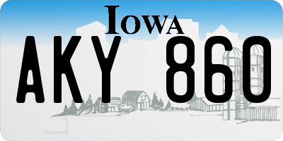 IA license plate AKY860