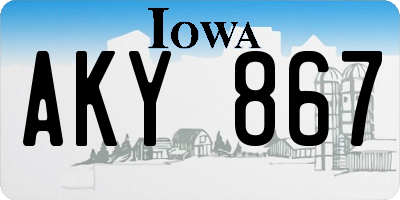 IA license plate AKY867